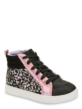 Girls//toddler Size 9 Wonder Nation Sneakers Shoes Black Mess//Pink Soles W//Strap